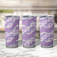 Purple Hawaii Palaka Honohono Pikake Tumbler Cup Hawaiian Orchid Lei Polynesian Pattern - Polynesian Pride
