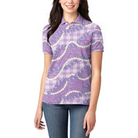 Purple Hawaii Palaka Honohono Pikake Women Polo Shirt Hawaiian Orchid Lei Polynesian Pattern - Polynesian Pride