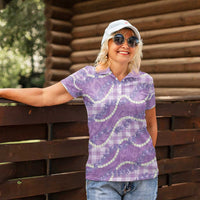 Purple Hawaii Palaka Honohono Pikake Women Polo Shirt Hawaiian Orchid Lei Polynesian Pattern - Polynesian Pride