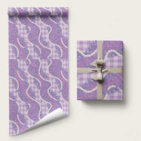 Purple Hawaii Palaka Honohono Pikake Wrapping Paper Hawaiian Orchid Lei Polynesian Pattern LT14 58" × 23" Purple - Polynesian Pride