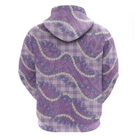 Purple Hawaii Palaka Honohono Pikake Zip Hoodie Hawaiian Orchid Lei Polynesian Pattern - Polynesian Pride