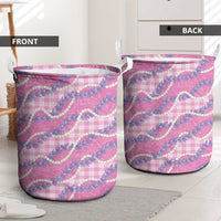 Pink Hawaii Palaka Honohono Pikake Laundry Basket Hawaiian Orchid Lei Polynesian Pattern LT14 - Polynesian Pride