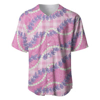 Pink Hawaii Palaka Honohono Pikake Baseball Jersey Hawaiian Orchid Lei Polynesian Pattern LT14 Pink - Polynesian Pride