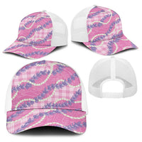 Pink Hawaii Palaka Honohono Pikake Baseball Net Cap Hawaiian Orchid Lei Polynesian Pattern LT14 - Polynesian Pride