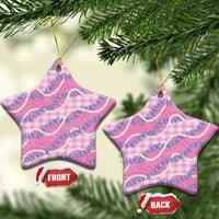 Pink Hawaii Palaka Honohono Pikake Ceramic Ornament Hawaiian Orchid Lei Polynesian Pattern - Polynesian Pride