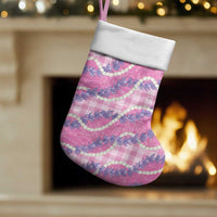 Pink Hawaii Palaka Honohono Pikake Christmas Stocking Hawaiian Orchid Lei Polynesian Pattern - Polynesian Pride