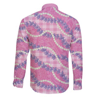 Pink Hawaii Palaka Honohono Pikake Family Matching Long Sleeve Bodycon Dress and Hawaiian Shirt Hawaiian Orchid Lei Polynesian Pattern - Polynesian Pride