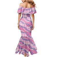 Pink Hawaii Palaka Honohono Pikake Family Matching Mermaid Dress and Hawaiian Shirt Hawaiian Orchid Lei Polynesian Pattern - Polynesian Pride