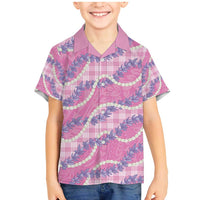 Pink Hawaii Palaka Honohono Pikake Family Matching Mermaid Dress and Hawaiian Shirt Hawaiian Orchid Lei Polynesian Pattern - Polynesian Pride