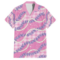Pink Hawaii Palaka Honohono Pikake Family Matching Off Shoulder Maxi Dress and Hawaiian Shirt Hawaiian Orchid Lei Polynesian Pattern - Polynesian Pride