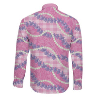 Pink Hawaii Palaka Honohono Pikake Family Matching Off Shoulder Short Dress and Hawaiian Shirt Hawaiian Orchid Lei Polynesian Pattern - Polynesian Pride