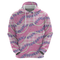 Pink Hawaii Palaka Honohono Pikake Hoodie Hawaiian Orchid Lei Polynesian Pattern - Polynesian Pride