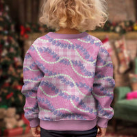 Pink Hawaii Palaka Honohono Pikake Kid Ugly Christmas Sweater Hawaiian Orchid Lei Polynesian Pattern - Polynesian Pride