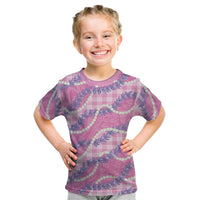 Pink Hawaii Palaka Honohono Pikake Kid T Shirt Hawaiian Orchid Lei Polynesian Pattern LT14 Pink - Polynesian Pride
