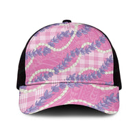 Pink Hawaii Palaka Honohono Pikake Mesh Trucker Cap Hawaiian Orchid Lei Polynesian Pattern LT14 One Size Black Pink - Polynesian Pride