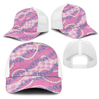 Pink Hawaii Palaka Honohono Pikake Mesh Trucker Cap Hawaiian Orchid Lei Polynesian Pattern LT14 - Polynesian Pride