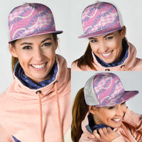 Pink Hawaii Palaka Honohono Pikake Mesh Trucker Cap Hawaiian Orchid Lei Polynesian Pattern LT14 - Polynesian Pride