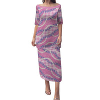 Pink Hawaii Palaka Honohono Pikake Puletasi Hawaiian Orchid Lei Polynesian Pattern LT14 Long Dress Pink - Polynesian Pride