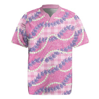 Pink Hawaii Palaka Honohono Pikake Rugby Jersey Hawaiian Orchid Lei Polynesian Pattern LT14 Pink - Polynesian Pride