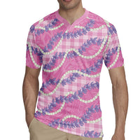 Pink Hawaii Palaka Honohono Pikake Rugby Jersey Hawaiian Orchid Lei Polynesian Pattern LT14 - Polynesian Pride