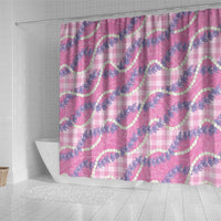 Pink Hawaii Palaka Honohono Pikake Shower Curtain Hawaiian Orchid Lei Polynesian Pattern - Polynesian Pride