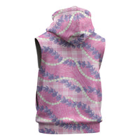 Pink Hawaii Palaka Honohono Pikake Sleeveless Zip Hoodie Hawaiian Orchid Lei Polynesian Pattern LT14 - Polynesian Pride