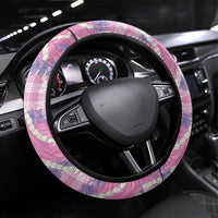 Pink Hawaii Palaka Honohono Pikake Steering Wheel Cover Hawaiian Orchid Lei Polynesian Pattern LT14 Universal Fit Pink - Polynesian Pride