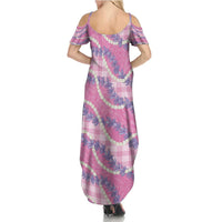 Pink Hawaii Palaka Honohono Pikake Summer Maxi Dress Hawaiian Orchid Lei Polynesian Pattern - Polynesian Pride