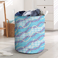 Blue Hawaii Palaka Honohono Pikake Laundry Basket Hawaiian Orchid Lei Polynesian Pattern LT14 Blue - Polynesian Pride