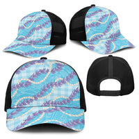 Blue Hawaii Palaka Honohono Pikake Baseball Net Cap Hawaiian Orchid Lei Polynesian Pattern LT14 - Polynesian Pride
