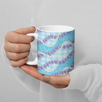 Blue Hawaii Palaka Honohono Pikake Ceramic Mug Hawaiian Orchid Lei Polynesian Pattern - Polynesian Pride