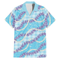 Blue Hawaii Palaka Honohono Pikake Family Matching Long Sleeve Bodycon Dress and Hawaiian Shirt Hawaiian Orchid Lei Polynesian Pattern - Polynesian Pride