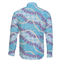 Blue Hawaii Palaka Honohono Pikake Family Matching Off Shoulder Maxi Dress and Hawaiian Shirt Hawaiian Orchid Lei Polynesian Pattern - Polynesian Pride