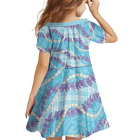Blue Hawaii Palaka Honohono Pikake Family Matching Short Sleeve Bodycon Dress and Hawaiian Shirt Hawaiian Orchid Lei Polynesian Pattern - Polynesian Pride