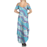 Blue Hawaii Palaka Honohono Pikake Family Matching Summer Maxi Dress and Hawaiian Shirt Hawaiian Orchid Lei Polynesian Pattern - Polynesian Pride