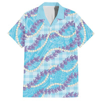 Blue Hawaii Palaka Honohono Pikake Hawaiian Shirt Hawaiian Orchid Lei Polynesian Pattern LT14 Blue - Polynesian Pride