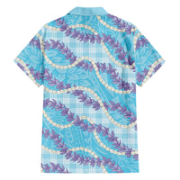 Blue Hawaii Palaka Honohono Pikake Hawaiian Shirt Hawaiian Orchid Lei Polynesian Pattern LT14 - Polynesian Pride