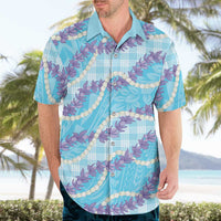 Blue Hawaii Palaka Honohono Pikake Hawaiian Shirt Hawaiian Orchid Lei Polynesian Pattern LT14 - Polynesian Pride
