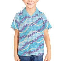 Blue Hawaii Palaka Honohono Pikake Hawaiian Shirt Hawaiian Orchid Lei Polynesian Pattern LT14 - Polynesian Pride