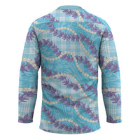 Blue Hawaii Palaka Honohono Pikake Hockey Jersey Hawaiian Orchid Lei Polynesian Pattern LT14 - Polynesian Pride