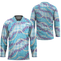 Blue Hawaii Palaka Honohono Pikake Hockey Jersey Hawaiian Orchid Lei Polynesian Pattern LT14 - Polynesian Pride