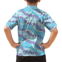 Blue Hawaii Palaka Honohono Pikake Kid Hawaiian Shirt Hawaiian Orchid Lei Polynesian Pattern LT14 - Polynesian Pride