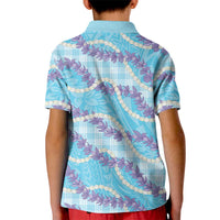Blue Hawaii Palaka Honohono Pikake Kid Polo Shirt Hawaiian Orchid Lei Polynesian Pattern LT14 - Polynesian Pride