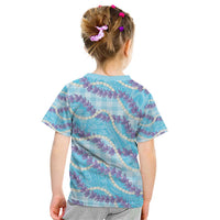 Blue Hawaii Palaka Honohono Pikake Kid T Shirt Hawaiian Orchid Lei Polynesian Pattern LT14 - Polynesian Pride