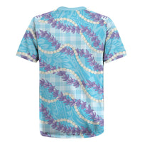 Blue Hawaii Palaka Honohono Pikake Rugby Jersey Hawaiian Orchid Lei Polynesian Pattern LT14 - Polynesian Pride