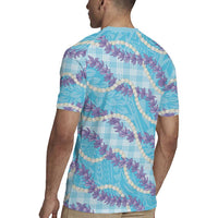 Blue Hawaii Palaka Honohono Pikake Rugby Jersey Hawaiian Orchid Lei Polynesian Pattern LT14 - Polynesian Pride