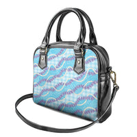Blue Hawaii Palaka Honohono Pikake Shoulder Handbag Hawaiian Orchid Lei Polynesian Pattern - Polynesian Pride