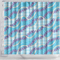 Blue Hawaii Palaka Honohono Pikake Shower Curtain Hawaiian Orchid Lei Polynesian Pattern - Polynesian Pride