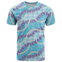 Blue Hawaii Palaka Honohono Pikake T Shirt Hawaiian Orchid Lei Polynesian Pattern LT14 Blue - Polynesian Pride