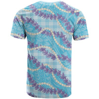 Blue Hawaii Palaka Honohono Pikake T Shirt Hawaiian Orchid Lei Polynesian Pattern - Polynesian Pride